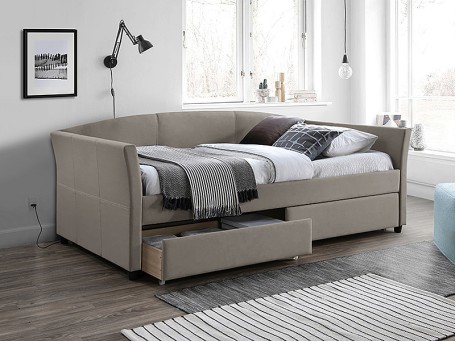 ŁÓŻKO LANTA VELVET 90X200 C. BEŻ/CZARNY TAP. 228